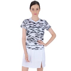 Black And White Abstract Pattern, Ovals Women s Sports Top by Casemiro