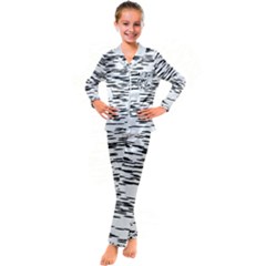 Black And White Abstract Pattern, Ovals Kid s Satin Long Sleeve Pajamas Set by Casemiro