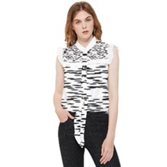 Black And White Abstract Pattern, Ovals Frill Detail Shirt by Casemiro