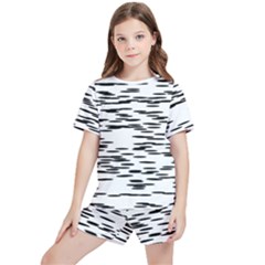 Black And White Abstract Pattern, Ovals Kids  Tee And Sports Shorts Set by Casemiro