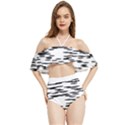 Black and white Abstract pattern, ovals Halter Flowy Bikini Set  View1