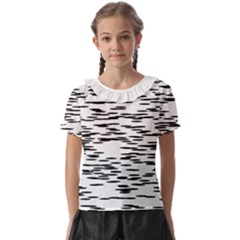 Black And White Abstract Pattern, Ovals Kids  Frill Chiffon Blouse by Casemiro