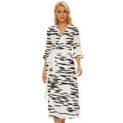 Black And White Abstract Pattern, Ovals Midsummer Wrap Dress