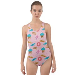 Funny Sweets With Teeth Cut-out Back One Piece Swimsuit by SychEva