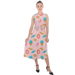 Funny Sweets With Teeth Midi Tie-back Chiffon Dress by SychEva