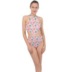 Funny Sweets With Teeth Halter Side Cut Swimsuit by SychEva