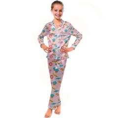 Funny Sweets With Teeth Kid s Satin Long Sleeve Pajamas Set by SychEva