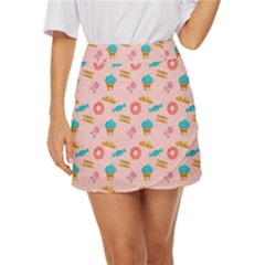 Funny Sweets With Teeth Mini Front Wrap Skirt by SychEva