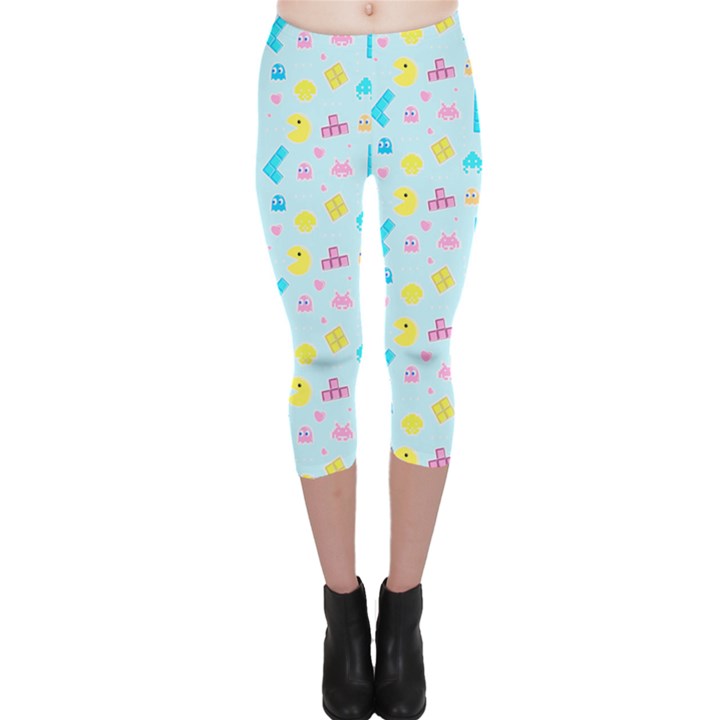 Arcade Dreams Blue  Capri Leggings 