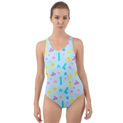 Arcade Dreams Blue  Cut-out Back One Piece Swimsuit by thePastelAbomination