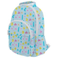 Arcade Dreams Blue  Rounded Multi Pocket Backpack by thePastelAbomination