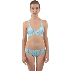 Arcade Dreams Blue  Wrap Around Bikini Set