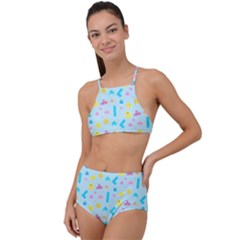 Arcade Dreams Blue  High Waist Tankini Set