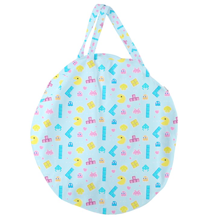 Arcade Dreams Blue  Giant Round Zipper Tote