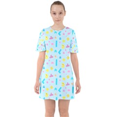 Arcade Dreams Blue  Sixties Short Sleeve Mini Dress by thePastelAbomination