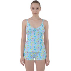 Arcade Dreams Blue  Tie Front Two Piece Tankini