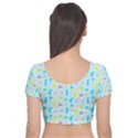 Arcade Dreams Blue  Velvet Short Sleeve Crop Top  View2