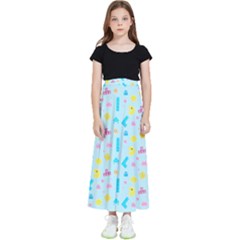 Arcade Dreams Blue  Kids  Flared Maxi Skirt by thePastelAbomination