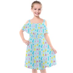 Arcade Dreams Blue  Kids  Cut Out Shoulders Chiffon Dress by thePastelAbomination