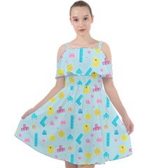 Arcade Dreams Blue  Cut Out Shoulders Chiffon Dress by thePastelAbomination