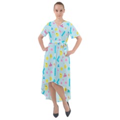 Arcade Dreams Blue  Front Wrap High Low Dress by thePastelAbomination