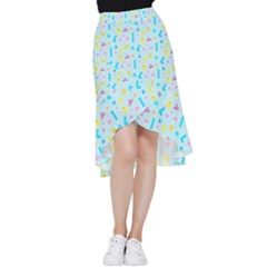 Arcade Dreams Blue  Frill Hi Low Chiffon Skirt