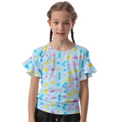 Arcade Dreams Blue  Kids  Cut Out Flutter Sleeves by thePastelAbomination