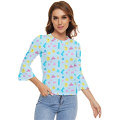 Arcade Dreams Blue  Bell Sleeve Top