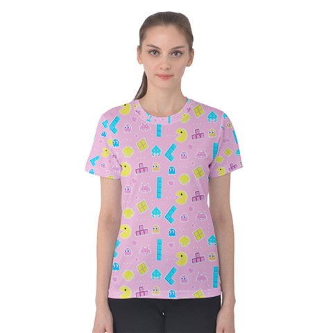 Arcade Dreams Pink Women s Cotton Tee by thePastelAbomination