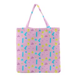 Arcade Dreams Pink Grocery Tote Bag by thePastelAbomination