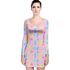 Arcade Dreams Pink Long Sleeve Velvet Bodycon Dress by thePastelAbomination