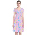 Arcade Dreams Pink Short Sleeve Front Wrap Dress View1