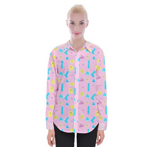 Arcade Dreams Pink Womens Long Sleeve Shirt by thePastelAbomination