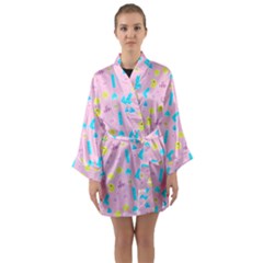 Arcade Dreams Pink Long Sleeve Satin Kimono by thePastelAbomination