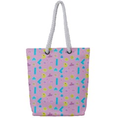 Arcade Dreams Pink Full Print Rope Handle Tote (small) by thePastelAbomination