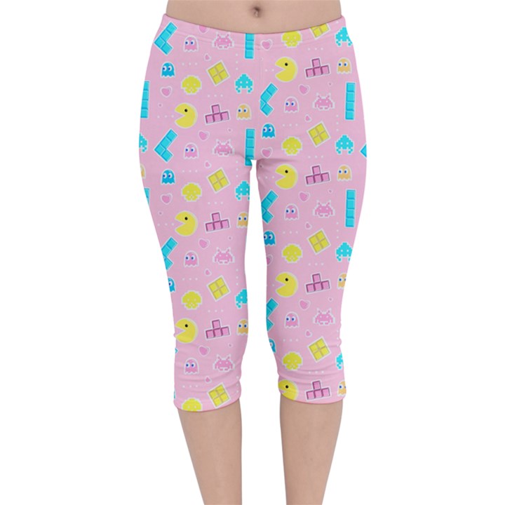 Arcade Dreams Pink Velvet Capri Leggings 