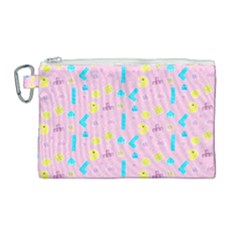 Arcade Dreams Pink Canvas Cosmetic Bag (large) by thePastelAbomination