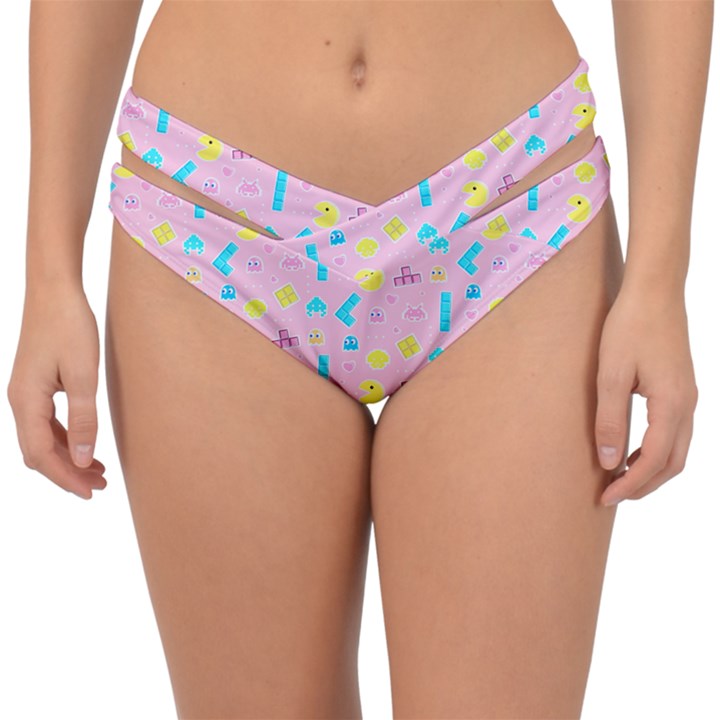 Arcade Dreams Pink Double Strap Halter Bikini Bottom