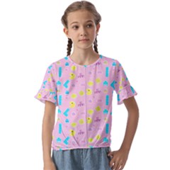 Arcade Dreams Pink Kids  Cuff Sleeve Scrunch Bottom Tee