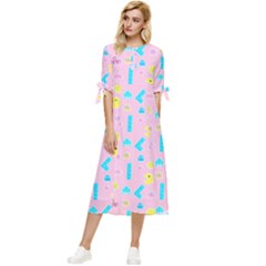 Arcade Dreams Pink Bow Sleeve Chiffon Midi Dress by thePastelAbomination