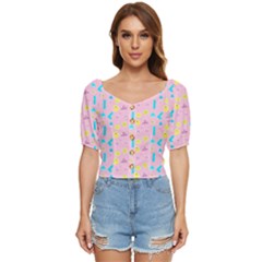 Arcade Dreams Pink Button Up Blouse