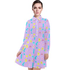 Arcade Dreams Lilac Long Sleeve Chiffon Shirt Dress