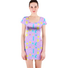 Arcade Dreams Lilac Short Sleeve Bodycon Dress by thePastelAbomination