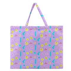 Arcade Dreams Lilac Zipper Large Tote Bag by thePastelAbomination