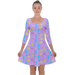 Arcade Dreams Lilac Quarter Sleeve Skater Dress by thePastelAbomination