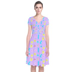 Arcade Dreams Lilac Short Sleeve Front Wrap Dress by thePastelAbomination