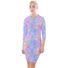 Arcade Dreams Lilac Quarter Sleeve Hood Bodycon Dress by thePastelAbomination