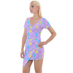 Arcade Dreams Lilac Short Sleeve Asymmetric Mini Dress by thePastelAbomination