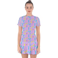 Arcade Dreams Lilac Drop Hem Mini Chiffon Dress by thePastelAbomination