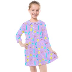 Arcade Dreams Lilac Kids  Quarter Sleeve Shirt Dress by thePastelAbomination